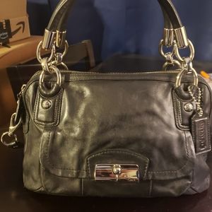 Kristen Coach Satchel Bag Black Leather